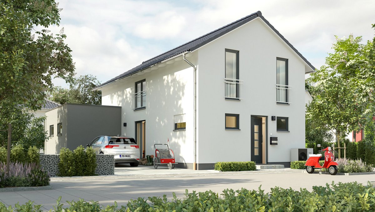 Einfamilienhaus-Aura-125-Kubus-Putz-Strassenansicht